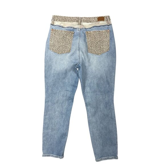Judy Blue Lucy Slim Fit Cheetah Camo Waist Band Jeans 11/30 High Rise Light Wash - Picture 3 of 6